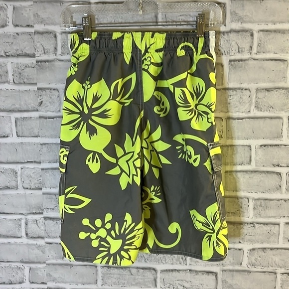 4/$20 Old Navy boys swim trunk fluorescent yellow/gray elastic waist - Picture 5 of 5